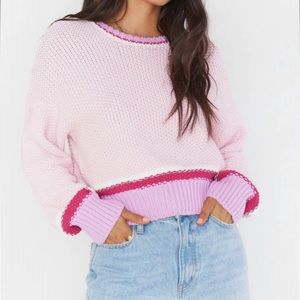 Show Me Your MuMu Pink and White Sweater